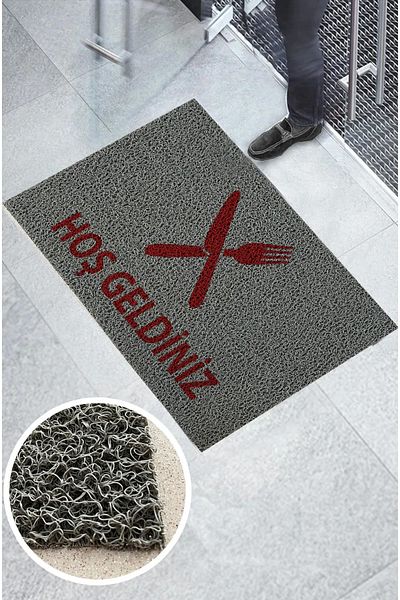 Paspas Yap Restaurant Workplace Curly Doormat with Fork Knife Logo