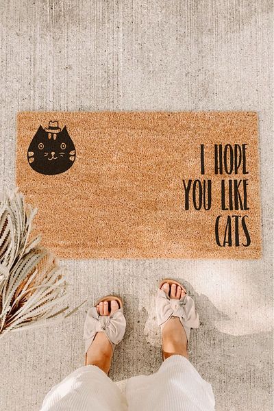 Paspas Yap Cute Black Cat Figured Door Mat