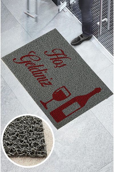 Paspas Yap Wine Glass Logo Housing Restaurant Workplace Curly Doormat