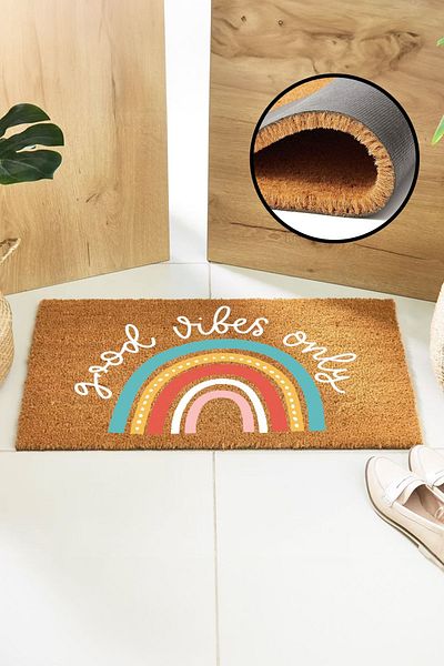 Paspas Yap Good Vibes Only Written Door Mat Koko Mat Bristle Mat Exterior Door Front Mat Printed