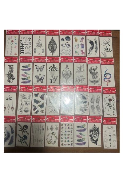 Airbrush Tattoo 30 adet birden Minimal Yapıştırma Geçici Dövme Seti Seri7