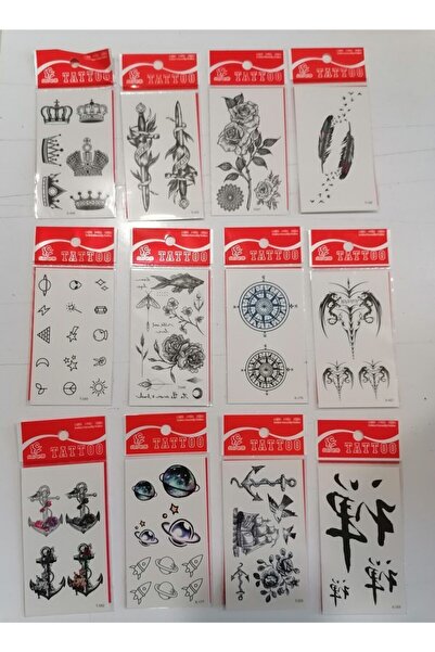 Airbrush Tattoo Ying Yang 12 Adet Birden Yapıştırma Geçici Dövme Yapma Seti