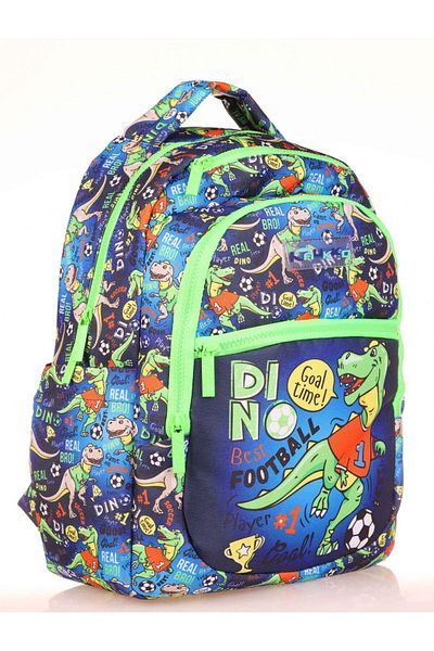 KAUKKO Boy's Green Blue Dinosaur School Backpack