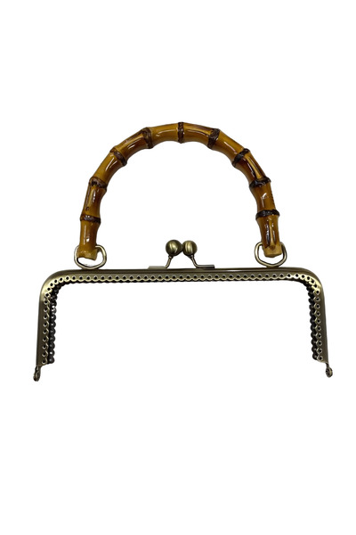 EleganTShoP Mâner metalic pentru geantă cu prindere din bambus 20,5 cm ALT-13