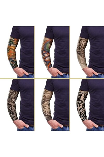 Airbrush Tattoo Giyilebilir Dövme 6 Çift 12 Adet Karma Kol Çorap Dövmesi Seti Sleeve tattoo