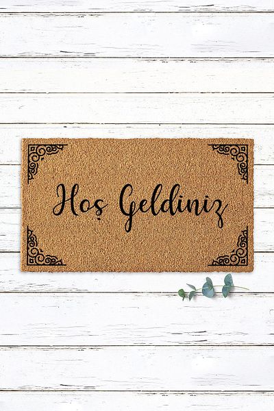 Paspas Yap Welcome Written Mat with Four Corners Design Koko Mat Entrance Mat Exterior Door Front Mat