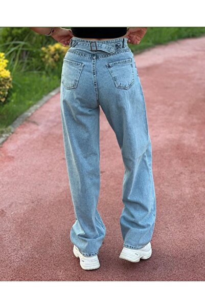 LAMİRAMOOD New Season Waist Buckle Snow Palazzo High Waist Baggy Women's Jeans
