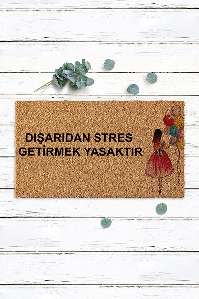 Paspas Yap Girl Holding Balloons Figured is Forbidden to Bring Stress from Outside Koko Doormat Door Front Mat Door Mat