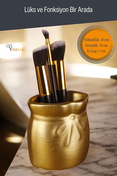 Viselia Organizer μακιγιάζ Organizer μακιγιάζ Βούρτσα μακιγιάζ Πινέλο μακιγιάζ Χρυσό Χρώμα Μοντέλο 8