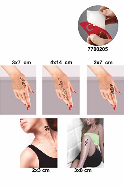 Airbrush Tattoo Arajman Çiçekler 5 Adet Geçici Dövme Kına Şablonu