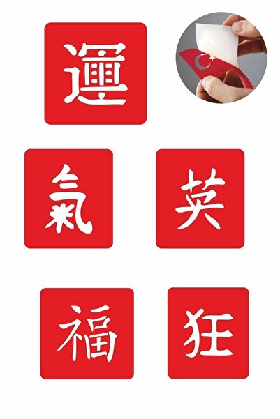 Airbrush Tattoo Japon Kanjiler 5 Adet Geçici Dövme Kına Şablonu