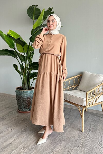InStyle Μαλακό φόρεμα Ayrobin Merya Tunnel Belted - Milk Brown