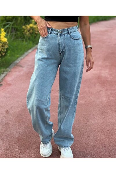 LAMİRAMOOD New Season Waist Buckle Snow Palazzo High Waist Baggy Women's Jeans