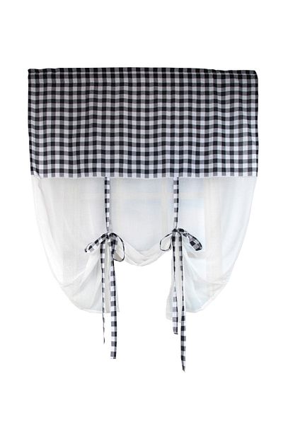 cotton maison Cortina retro din tul în carouri naturale