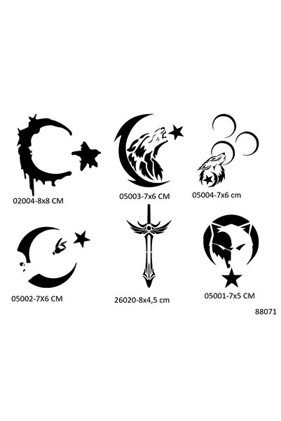 Airbrush Tattoo Türkçü Milliyetçi Desenler 6 Adet Geçici Dövme Şablonu Sadece...