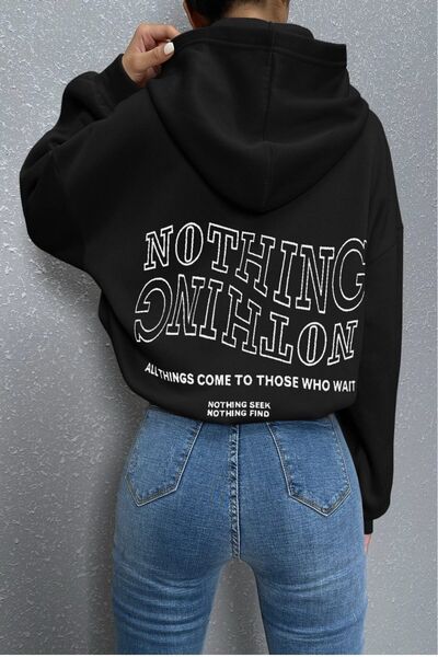 MODAGEN Dámská oversize mikina s kapucí v černém provedení