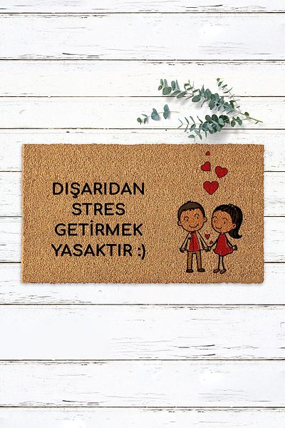 Paspas Yap Forbidden to Bring Stress from Outside Double Figure Koko Door Mat Bristle Mat Outside Door Mat