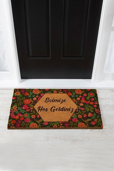 Paspas Yap Floral Pattern Welcome to Our Home Door Mat Koko Mat Bristle Mat Exterior Door Mat