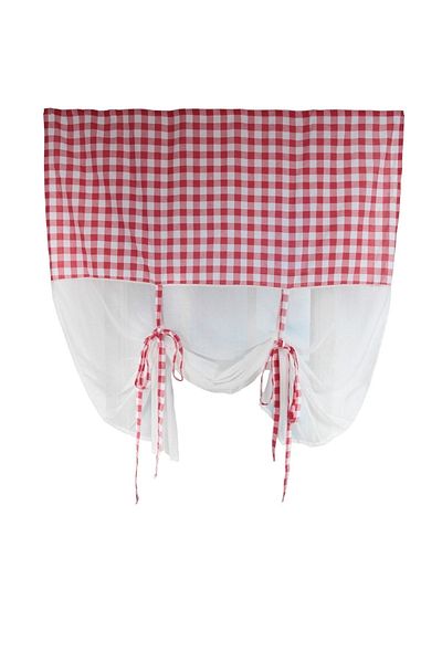 cotton maison Cortina retro din tul în carouri naturale