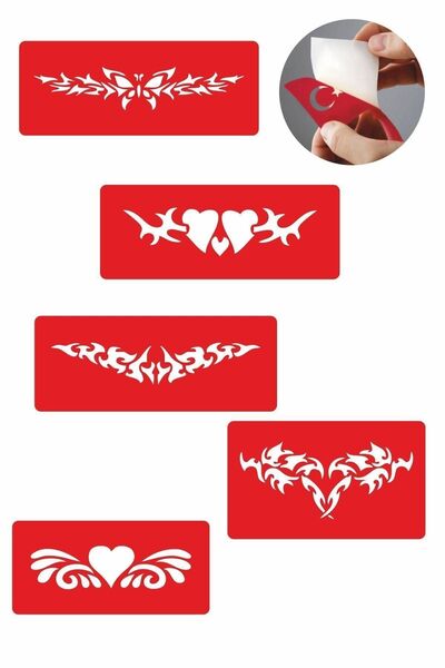 Airbrush Tattoo Bel Modelleri 5 Adet Geçici Dövme Kına Şablonu