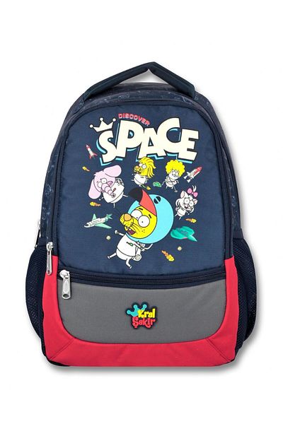 ÜMİT ÇANTA Navy Blue Boy's School Bag - Umit Bag King Şakir Space Printed (Triple Set)