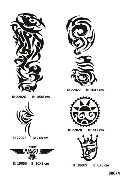 Airbrush Tattoo Tribal ve Kol Geçici Dövme Kalıpları Seti Spreysiz