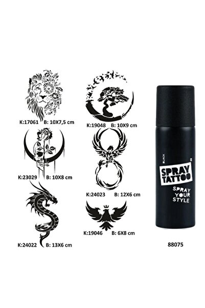 Airbrush Tattoo Vahşi Güzellikler Spray Tattoo Geçici Dövme Seti Dark Sprey D...