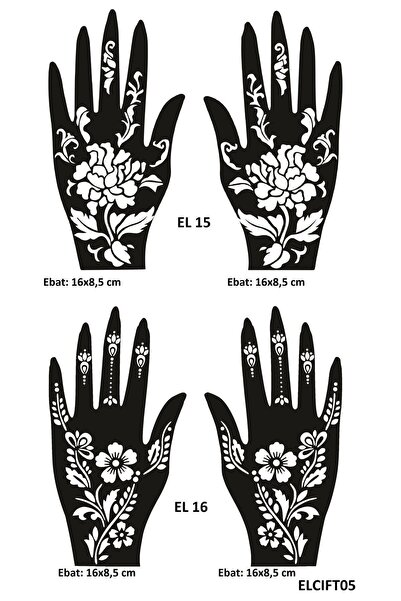 Airbrush Tattoo Menekşe Desenler 4 adet 2 çift El Kına Kına Kalıpları Sadece ...