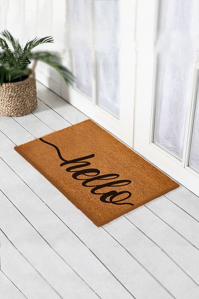 Paspas Yap Hello Handwritten Door Mat Koko Mat Exterior Door Mat Home Apartment Apartment Entrance Mat
