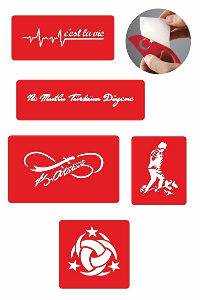 Airbrush Tattoo Ne Mutlu Türküm Diyene 5 Adet Geçici Dövme Kına Şablonu