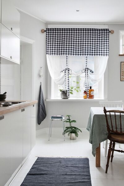 cotton maison Cortina retro din tul în carouri naturale