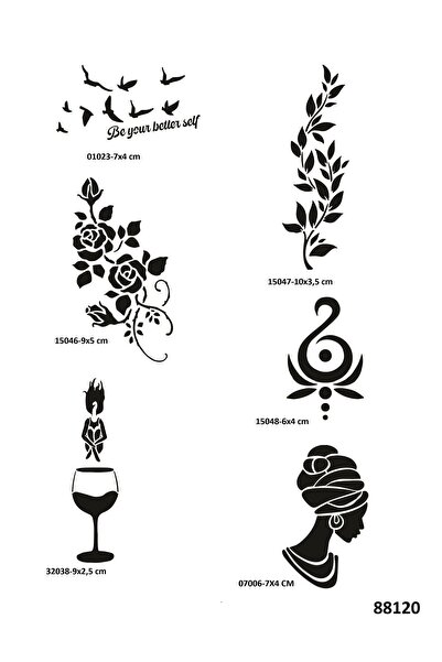 Airbrush Tattoo Zarif Kadınlar 6 Adet Geçici Dövme Şablonu Kına Kalıbı Sadece...