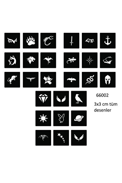 Airbrush Tattoo Minimal 27 Adet Erkek Deseni 3 cm Geçici Dövme Şablonu