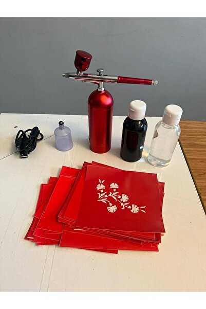 Airbrush Tattoo Şarjlı Airbrush Mini Boya Tabancası Geçici Dövme Paketi Boya Ve Desen Hediyeli