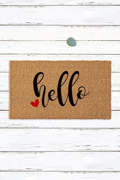 Paspas Yap Hello Written Small Heart Mat Koko Mat Home Entrance Mat Exterior Door Mat