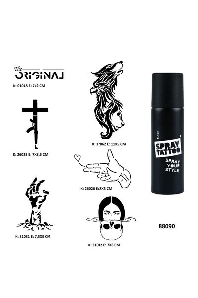 Airbrush Tattoo Savaş ve Zombi Spray Tattoo Geçici Dövme Seti Dark Siyah Sprey