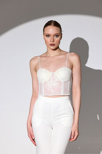 Tangül&Ali'S Moda Evi White French Lace Bustier