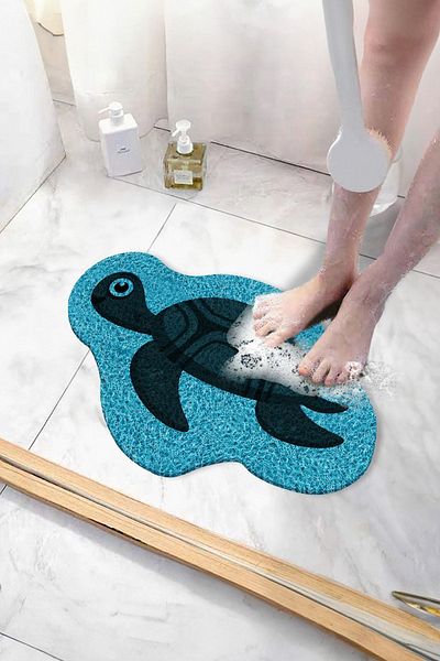 Paspas Yap Turtle Bath Mat - Non-Slip, Water Absorbent, Wet Floor Bathtub Mat, Curly Mat 40x60 Cm