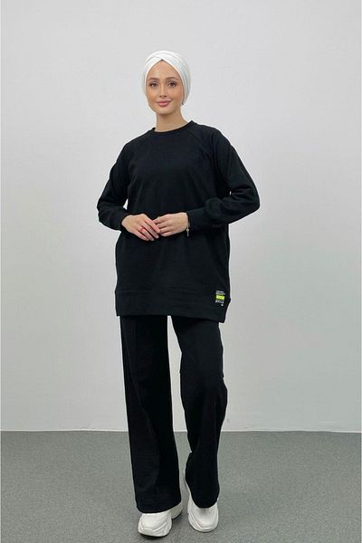 Basicpark Set negru supradimensionat pentru partea superioară, cu etichetă ornamentală Rener