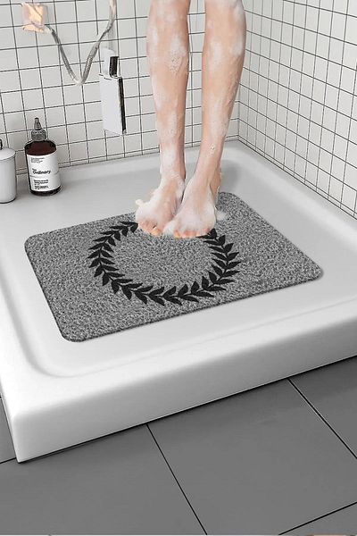 Paspas Yap Round Patterned Wet Bath Mat - Water Absorbent Shower Cabin Mat