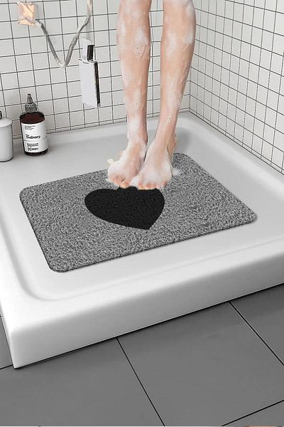 Paspas Yap Heart Patterned Non-Slip Bath Mat - for Wet Floor, Bathtub and Shower Cabin