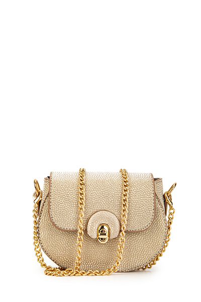 minebag Geantă de damă Mini Popy Crossbody - Curea cu lanț, auriu strălucitor