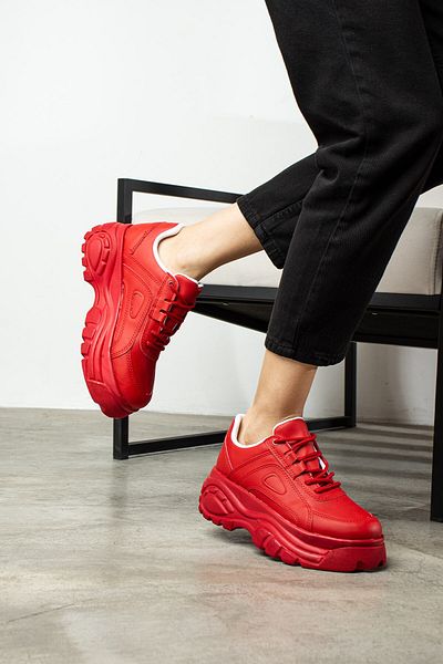 Allyup Red Women's Sneakers - High Sole, Lace-Up, Comfortable Lightweight 001