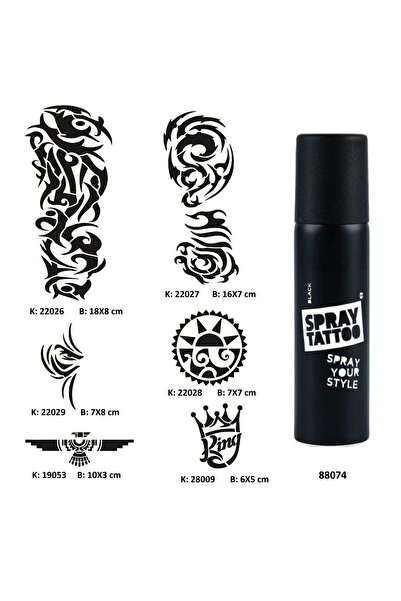 Airbrush Tattoo Tribal ve Kol Spray Tattoo Geçici Dövme Seti Dark Sprey Dövme...