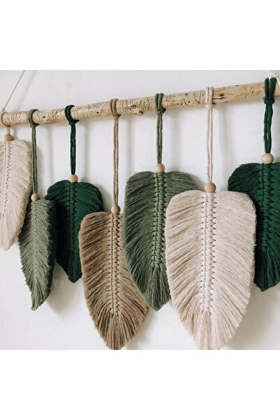 macramelina Duvar Süsü El Işçiliği Yaprak Desenli Makrome