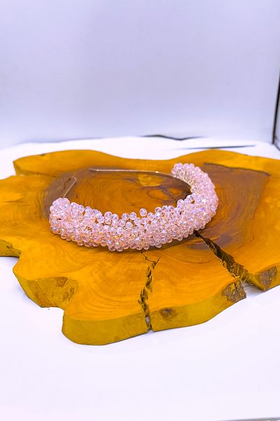 SimgeAksesuar All Handmade Powder Colored Crystal Jewelled Stylish and Elegant Engagement and Henna Crown Hair Accessory