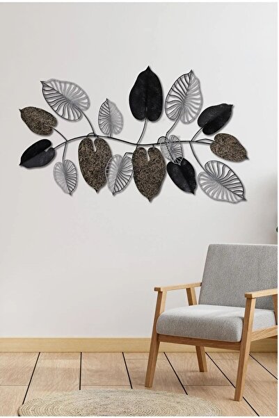 MOS'EV Metal Siyah Gümüş Ev Ofis Duvar Süsü 120x61cm