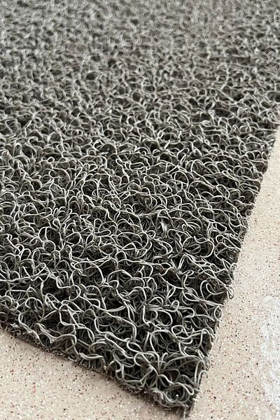 Paspas Yap Gray Waterproof Curly Mat - E Logo, Workplace and Shop Apartment Garden Non-Slip Pharmacy Mat