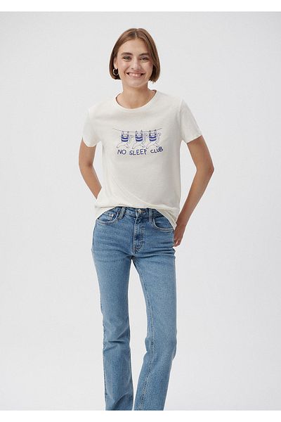 Mavi Tricou alb cu imprimeu No Sleep Club Slim Fit / Slim Fit 1611723-80194