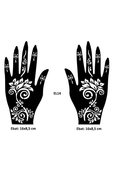 Airbrush Tattoo Bahar yaprakları El Üstü 2 Adet Kına Kalıbı Kınasız Sadece Desen